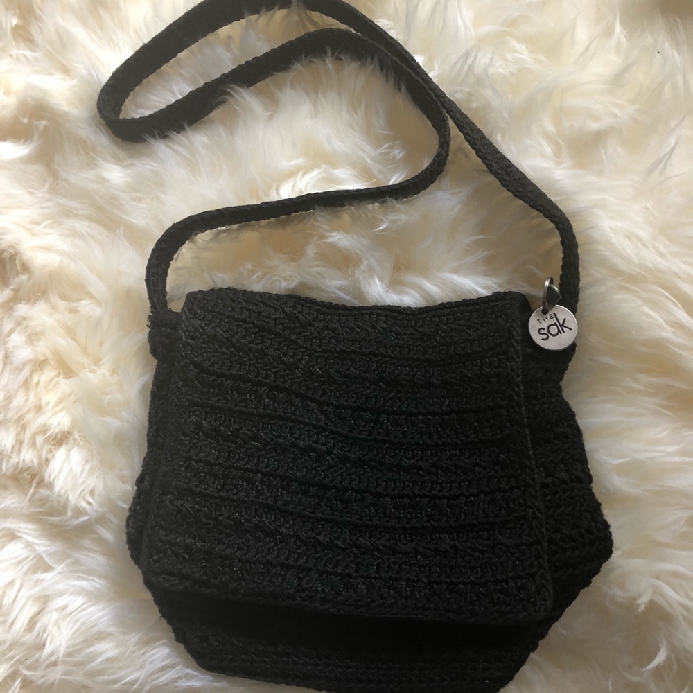 The sack black crocheted bag✨